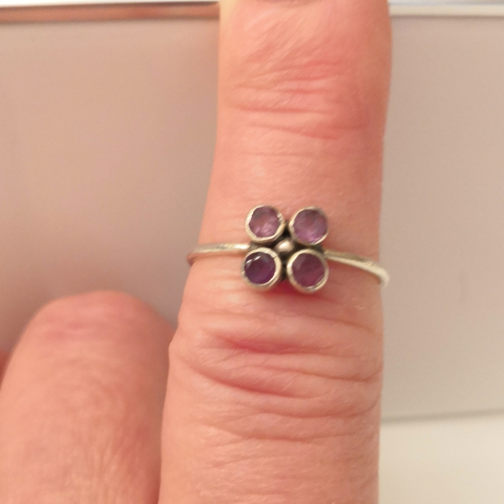Sterling 925 Amythest Ring, sz 6.75